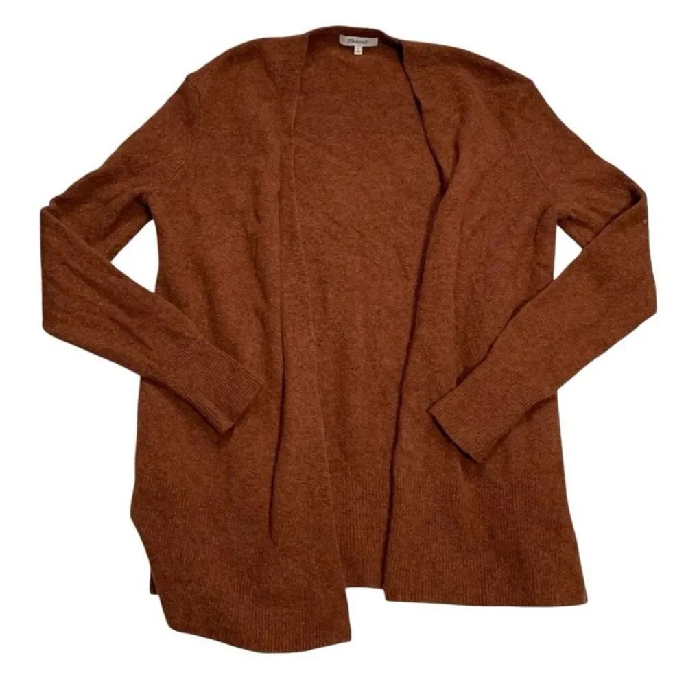 Madewell Open Front Cardigan Alpaca Wool blend Size Small Brown Long Sleeve